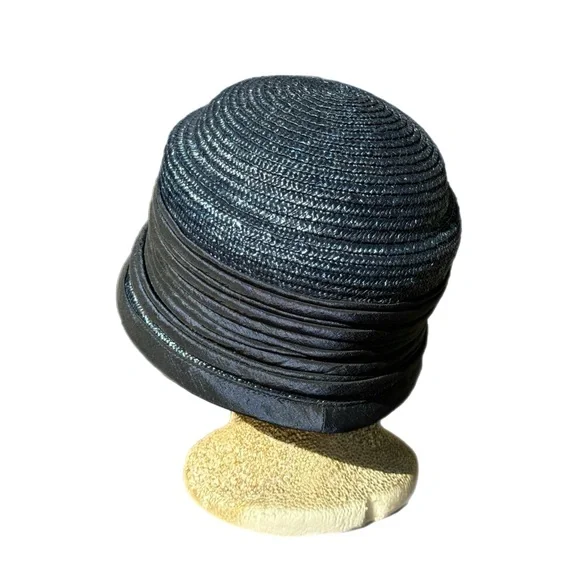 Imaga Israel Women Hat Cloche Black Lace Cotton One Size 8" Crown - Picture 2 of 5